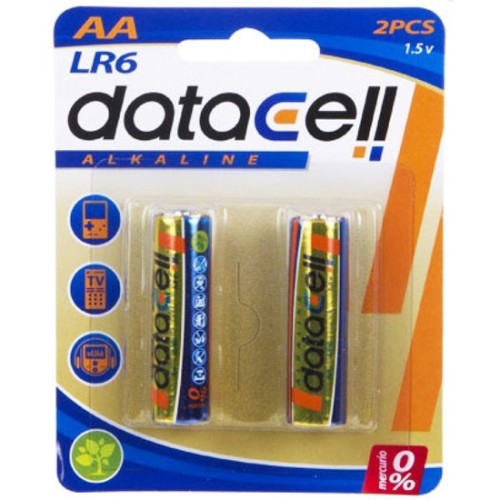 Blister of 2 AA Alkaline Batteries LR6 Datacell