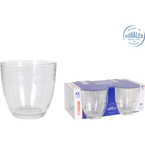 EK Set of 4 Stackable Transparent Glasses 220cc
