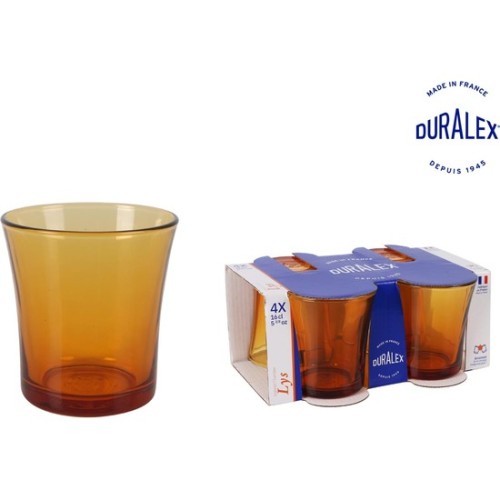 Set of 4 Elegant Amber Glass Tumblers