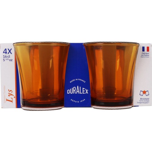 Set of 4 Elegant Amber Glass Tumblers