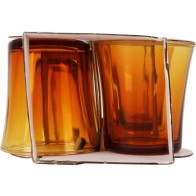 Set of 4 Elegant Amber Glass Tumblers