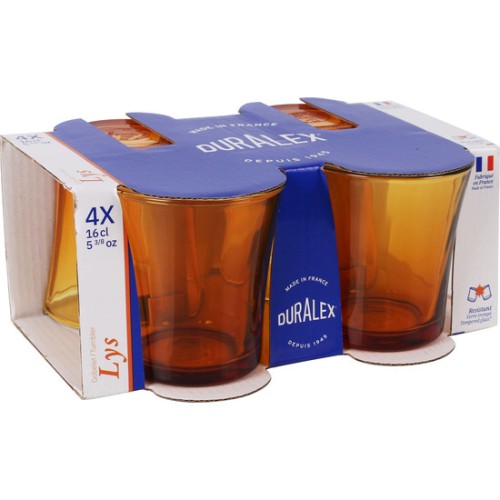 Set of 4 Elegant Amber Glass Tumblers