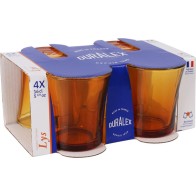 Set of 4 Elegant Amber Glass Tumblers