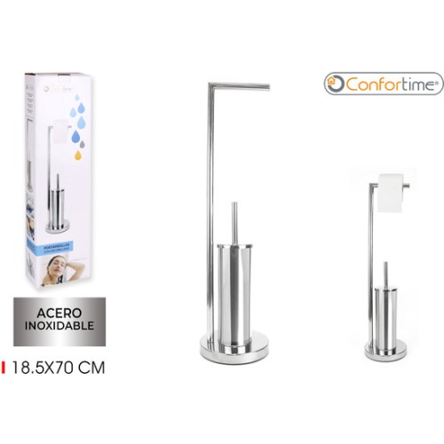 Stainless Steel Toilet Paper Holder with Brush - Stylish Bathroom Accessory
