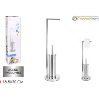 Portarrollos Papel WC Inox + Escobi - Accesorio de Baño Elegante