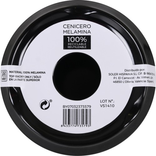 Melamine Ashtray 11cm Black Privilege