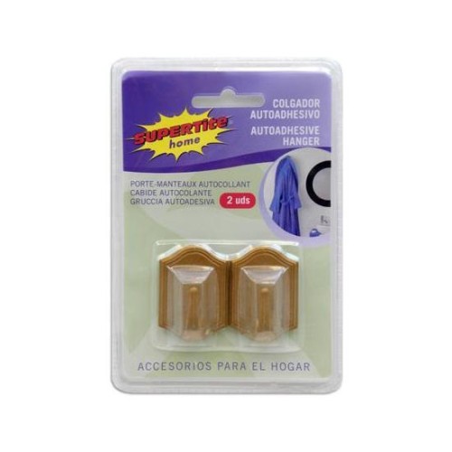 Colgador Adhesivo Plástico Marrón - 2 Uds