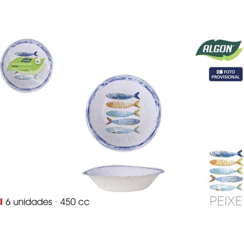 Set de 6 Boles de Cartón Peixe 450cc Algon