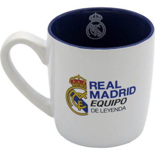 Taza blanca bicolor Real Madrid con caja