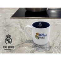 Taza blanca bicolor Real Madrid con caja