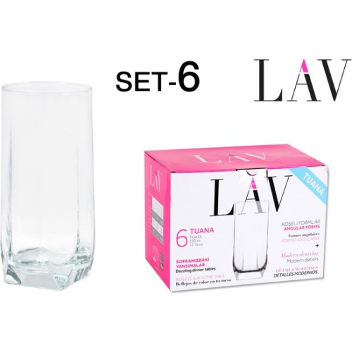Set 6 Vasos Refresco 330cc Tuana
