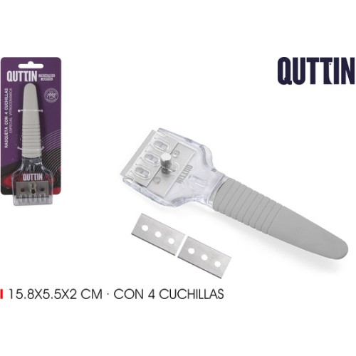 Rasqueta Vitro c/cuchillas 4pcs - Quttin - Herramienta Esencial de Cocina