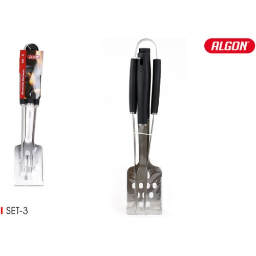 Set of 3 BBQ Accessories Black Algon