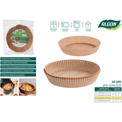 Set de 20 Bases de Papel para Airfryer Rojo para Cocina Fácil