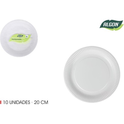 Set de 10 Platos Redondos Naturales Cart 20cm Algon