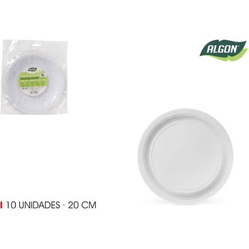 Set de 10 Platos Redondos Naturales Cart 20cm Algon
