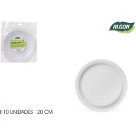 Set de 10 Platos Redondos Naturales Cart 20cm Algon