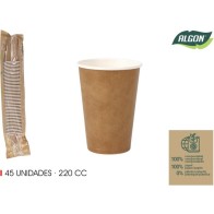 Set of 45 Kraft Cups 220cc Algon