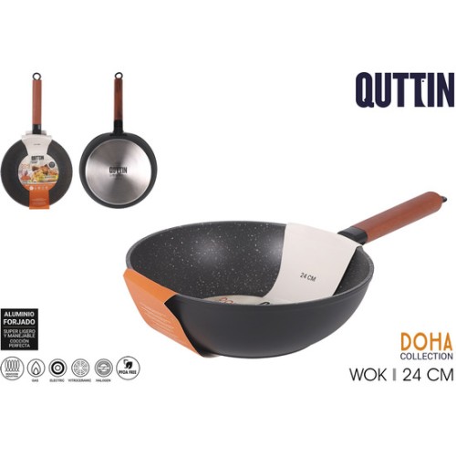 Wok 24cm Alum. Forj. Full Doha Quttin