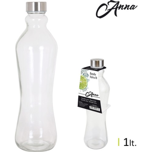 Glass Bottle with Metal Cap 1L Anna
