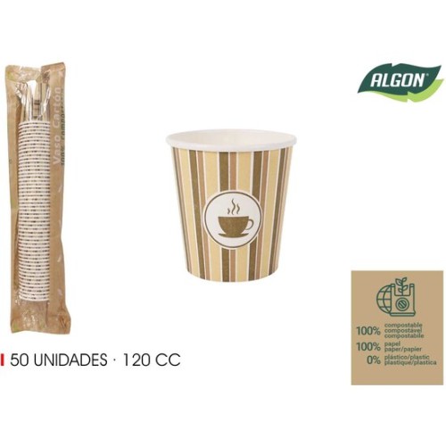 Set de 50 Vasos de Cartón para Café 120cc Algon