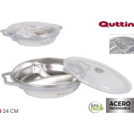 SS 3-Compartment Lunch Box 24cm Quttin