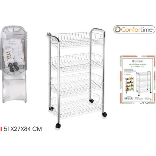 Cromo Metal Vegetable Rack 4 Shelves 84cm - Stylish Storage Solution