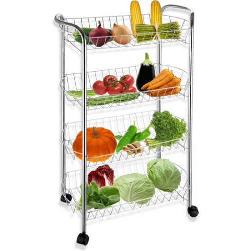Cromo Metal Vegetable Rack 4 Shelves 84cm - Stylish Storage Solution
