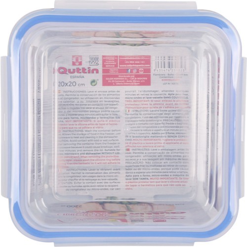 Square Hermetic Lunch Box Quttin 20x20cm