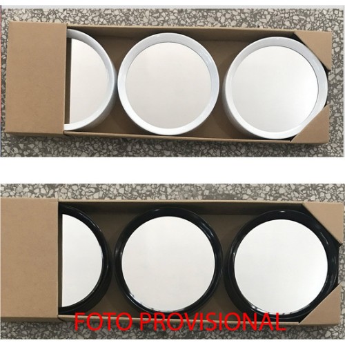 Set of 3 Round Mirrors in Assorted Black/White