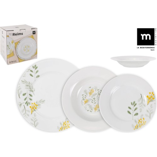 Elegante set de vajilla redonda de 18 piezas Reims MD