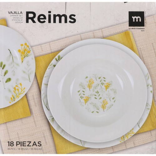 Elegante set de vajilla redonda de 18 piezas Reims MD