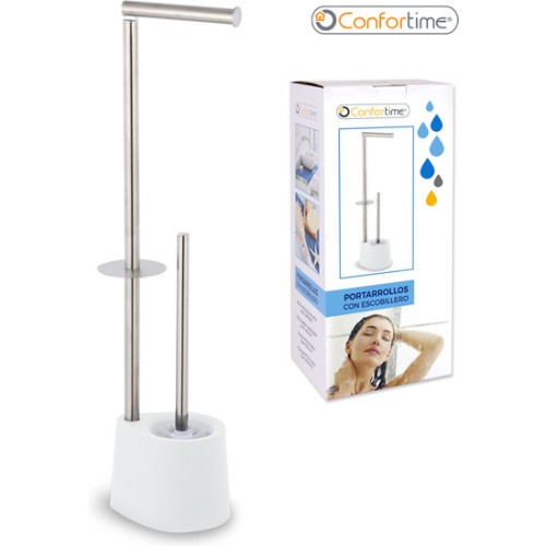 Toilet Paper Holder with Brush Steel Confortime
