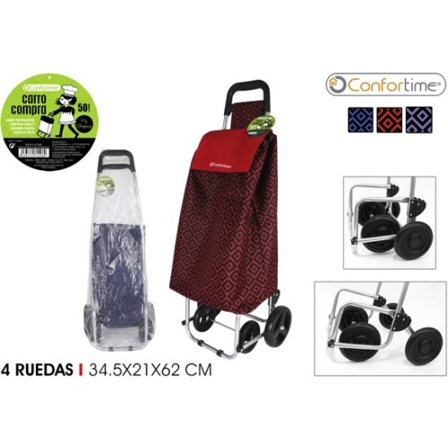 Comfortime 4-Wheel Shopping Trolley for Hassle-Free Shopping
