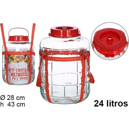 Red Handle Glass Container 24 Liters