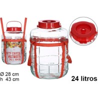 Red Handle Glass Container 24 Liters