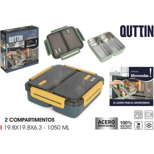 Fiambrera Plast.acero 2 Dept.micro Apta Para Microondas
