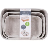 Set of 3 Natural Bamboo Organizing Baskets Confortime