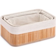Set of 3 Natural Bamboo Organizing Baskets Confortime