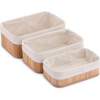 Set of 3 Natural Bamboo Organizing Baskets Confortime