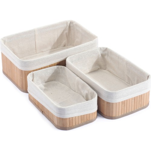 Set of 3 Natural Bamboo Organizing Baskets Confortime