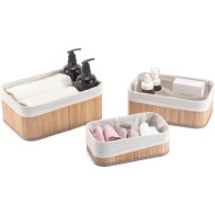 Set of 3 Natural Bamboo Organizing Baskets Confortime
