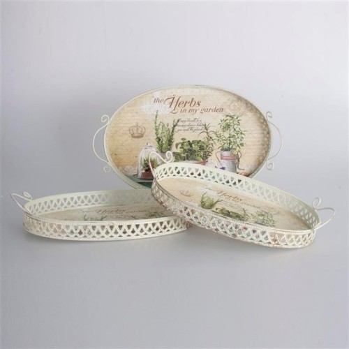 Set of 3 Oval Serving Trays Assorted