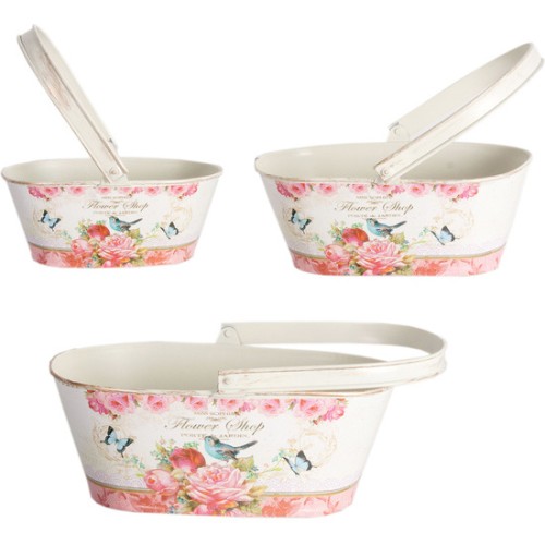 Set of 3 Handle Planters - Assorted Colors