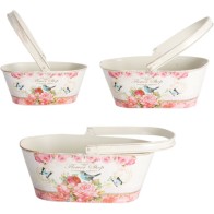 Set of 3 Handle Planters - Assorted Colors