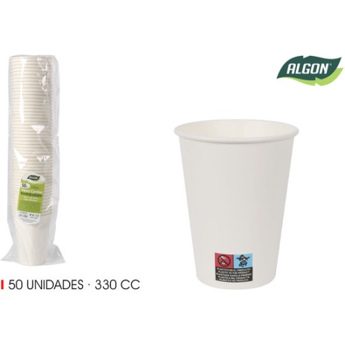 Set of 50 White Carton Cups 330cc