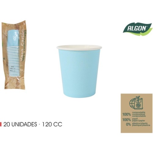 Set of 20 Baby Blue Carton Cups 120cc