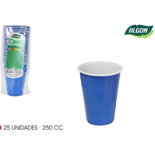 Set of 25 Bicolor Blue and White Cups