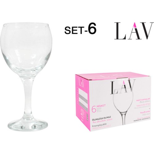Set of 6 Large Wine Glasses 365cc Misket