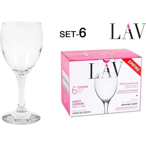 Set of 6 Empire 245cc Wine Glasses
